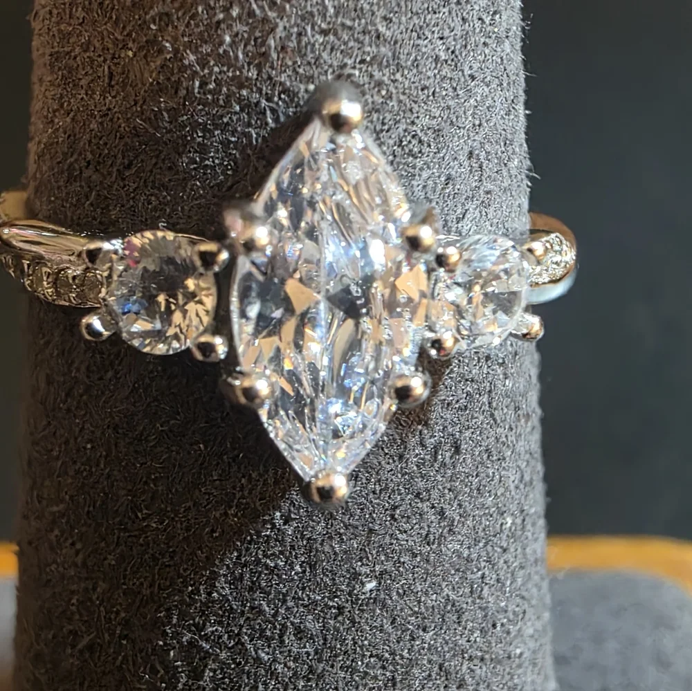 ANU JEWELRY S925  Silver  MOSSIONITE Marquise  Cut Ring. - Picture 8 of 11